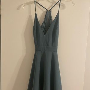 Blue-green open back Trac Dress